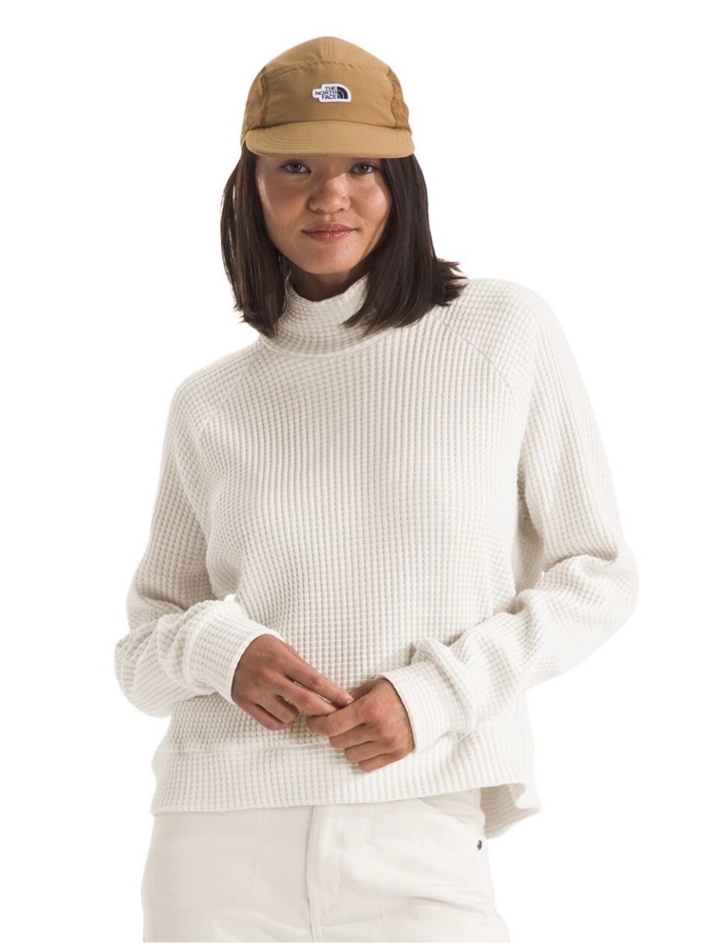 The North Face White Waffle Mock Neck Chabot Top